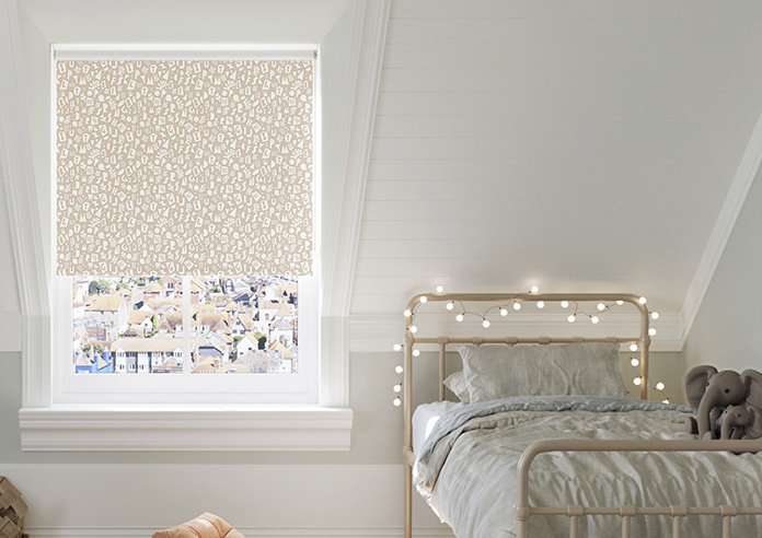 Alphabet, Rustic Brown - Twist&Fit Roller Blind - Image 3